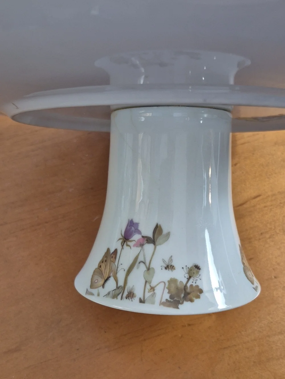 1975 Enesco Nature Garden Society Fine China Pedestal Cake Stand